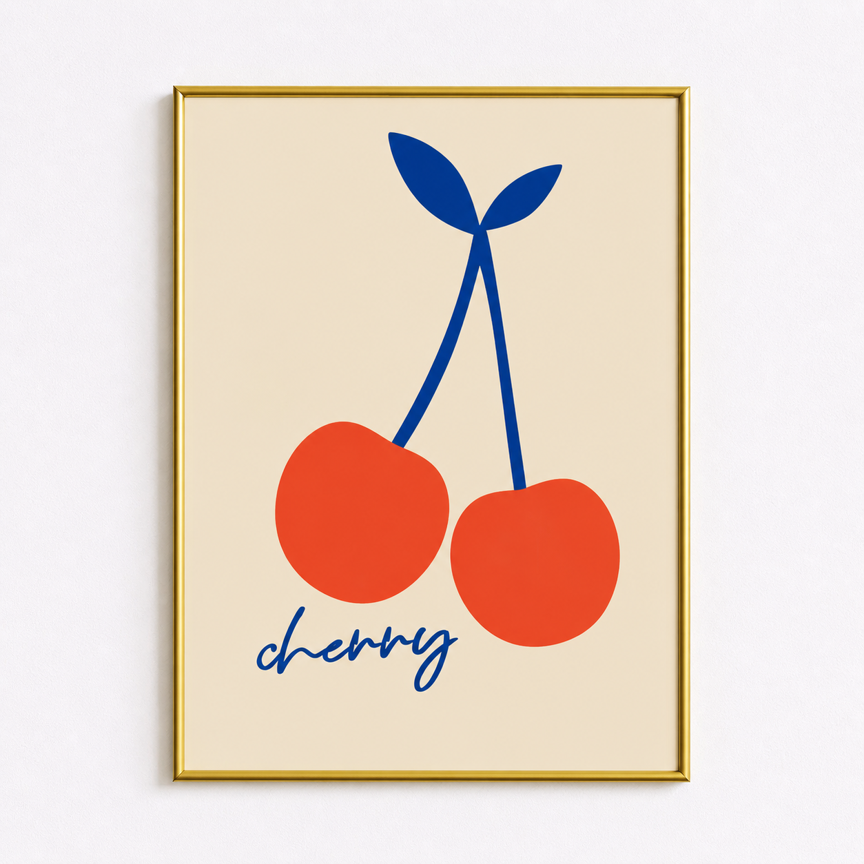 Minimal Cherry Poster – Scandinavian Fruit Wall Art