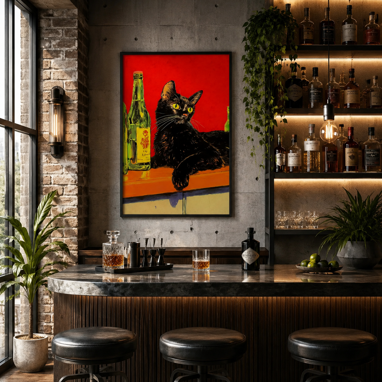 Midnight Lounge – Black Cat Wall Art