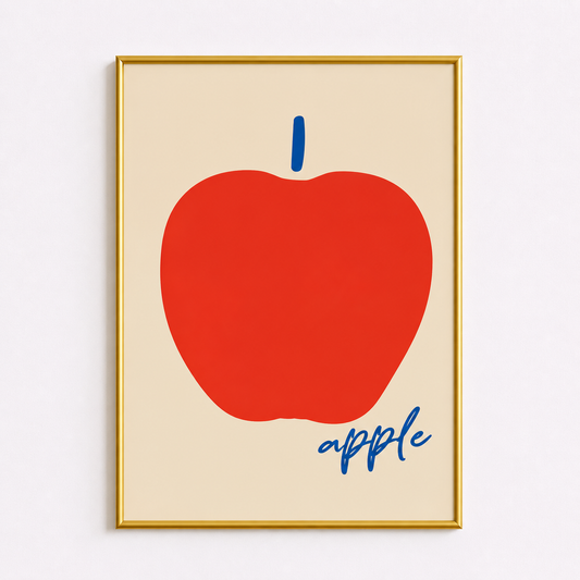 Minimal Apple Poster – Scandinavian Fruit Wall Art