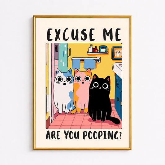 Privacy Is A Myth Poster – Funny Cat Bathroom Wall Art