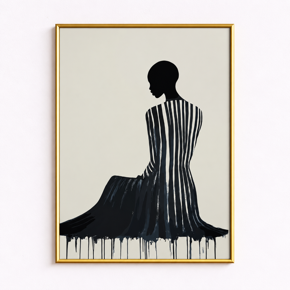 Quiet Elegance Striped Woman Art Poster