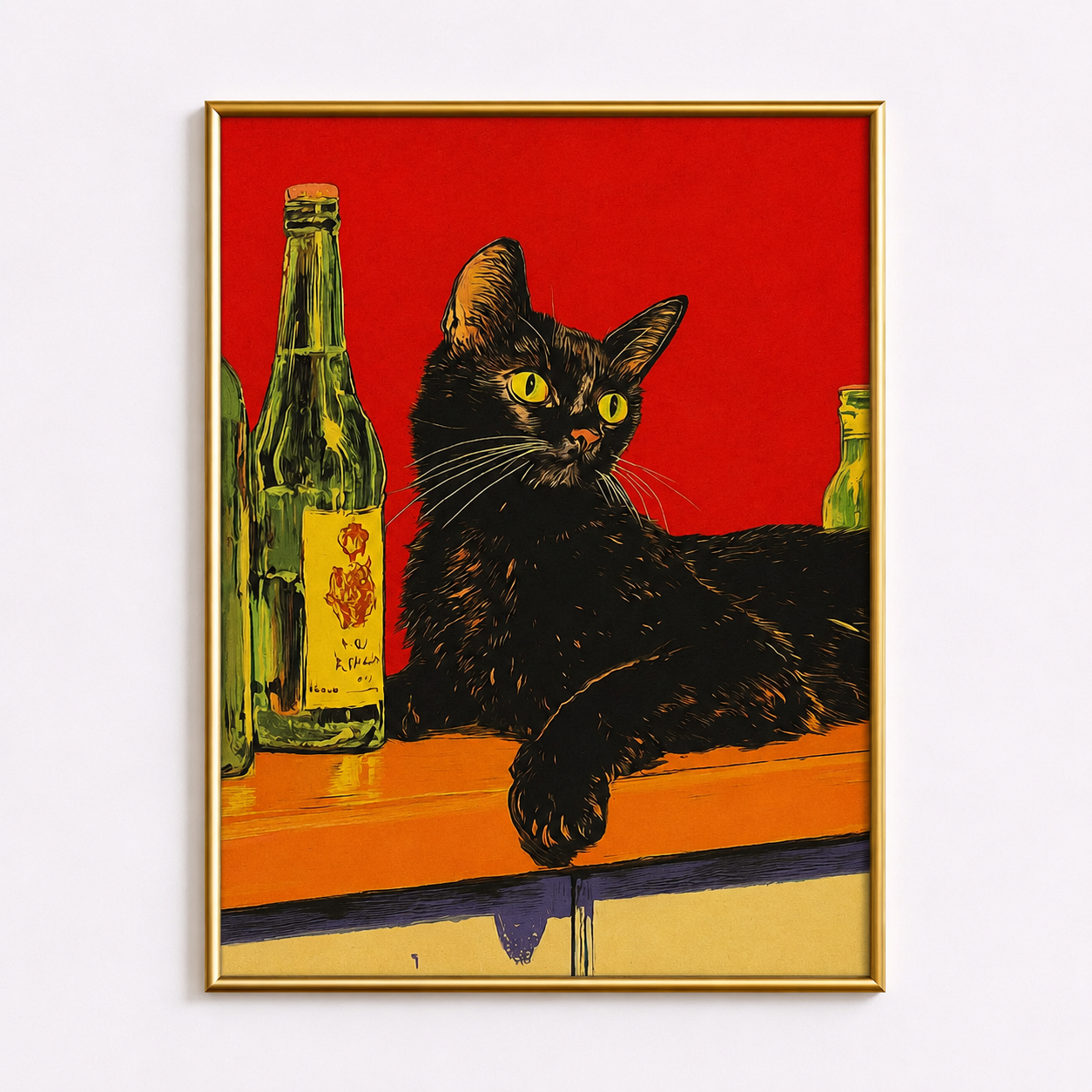 Midnight Lounge – Black Cat Wall Art