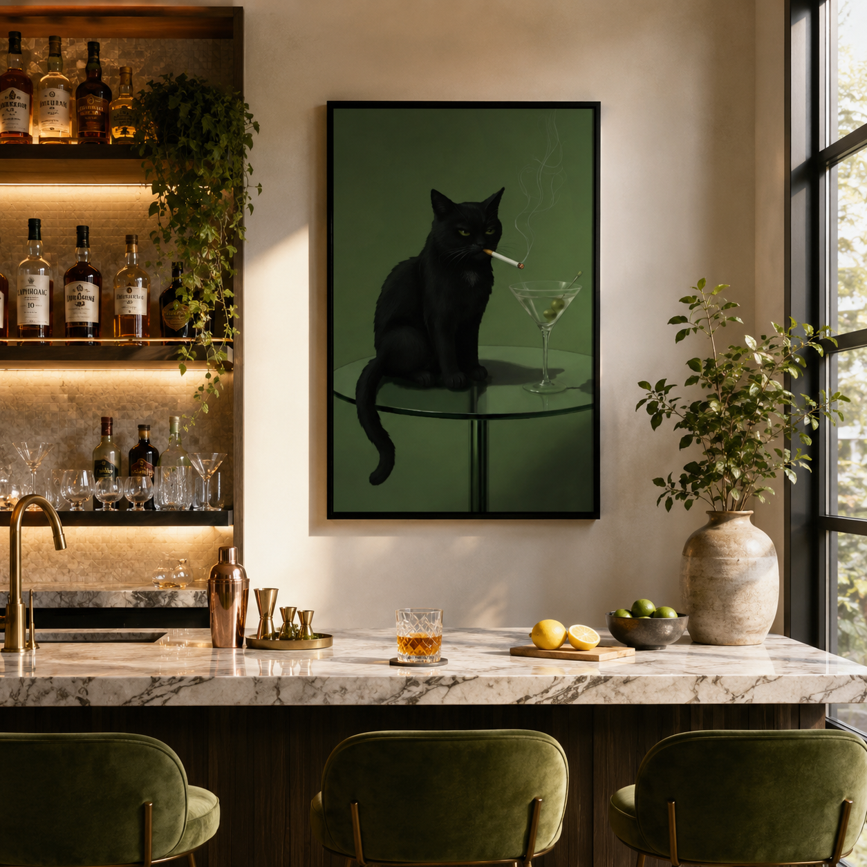 After Hours – Black Cat Cocktail Wall Art