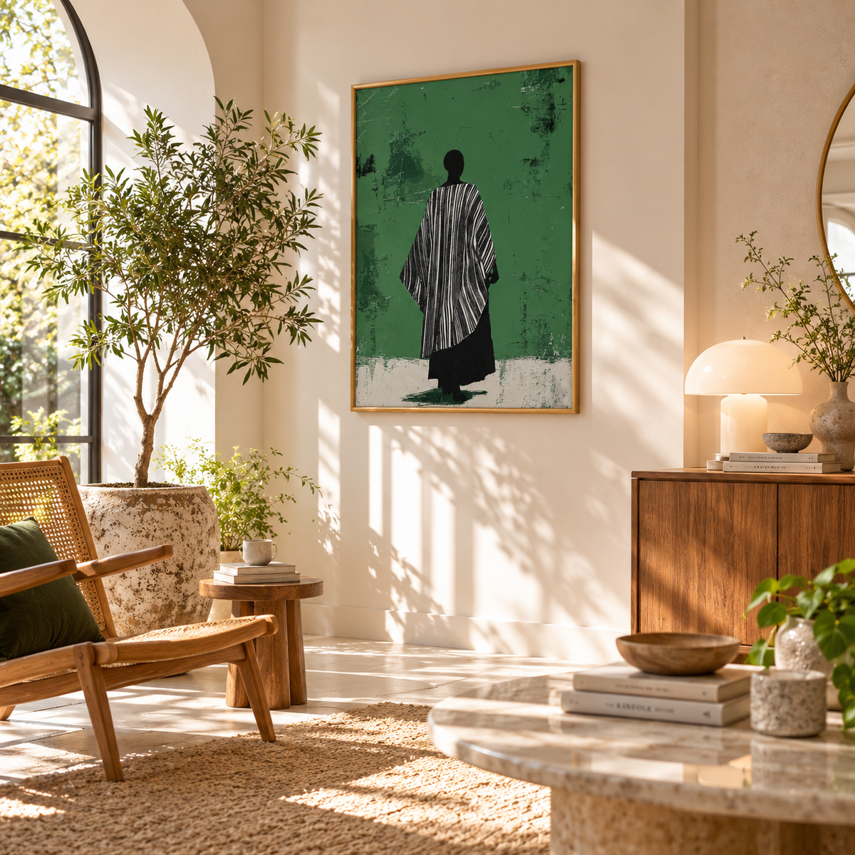Still in Stripes Green Figurative Art Poster