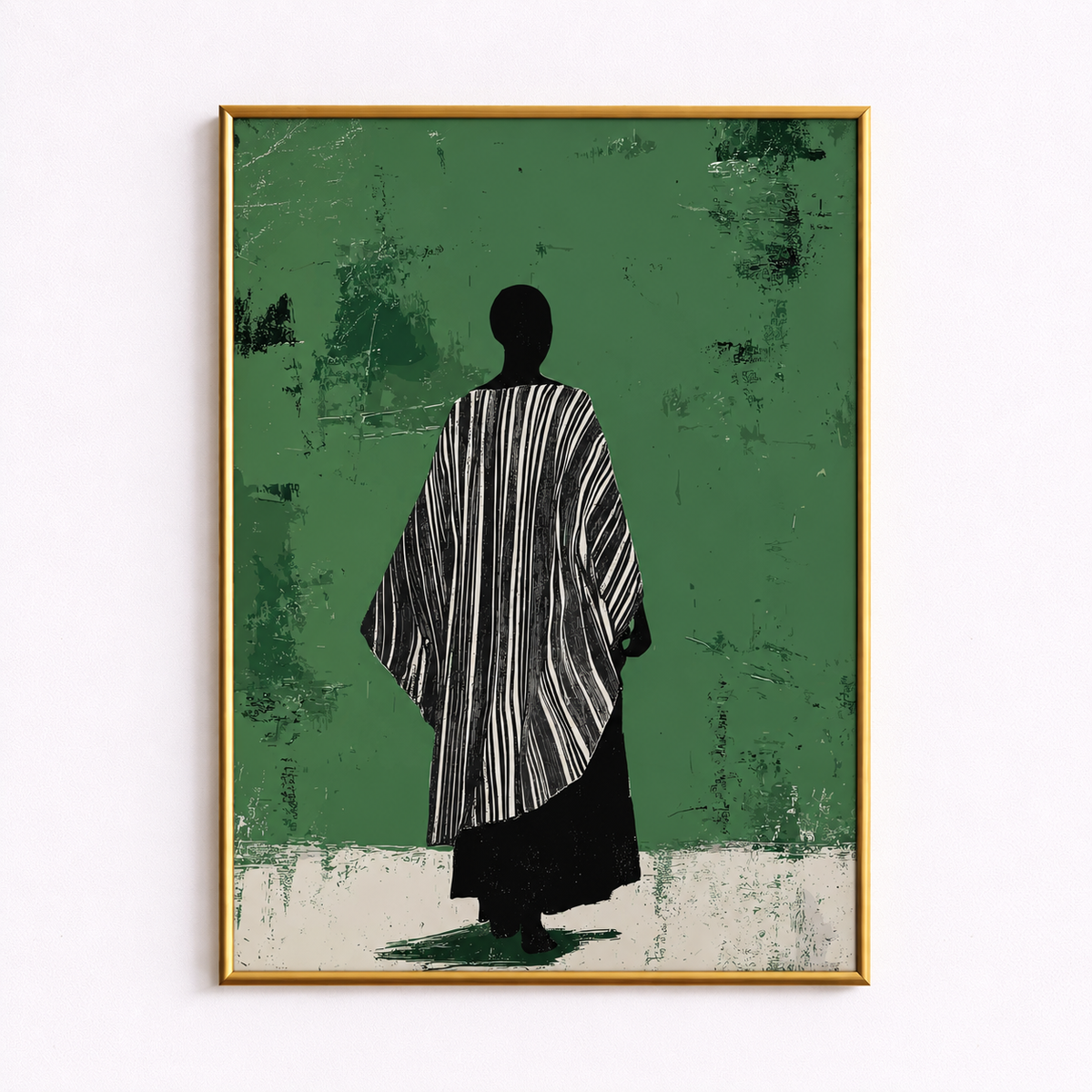 Still in Stripes Green Figurative Art Poster