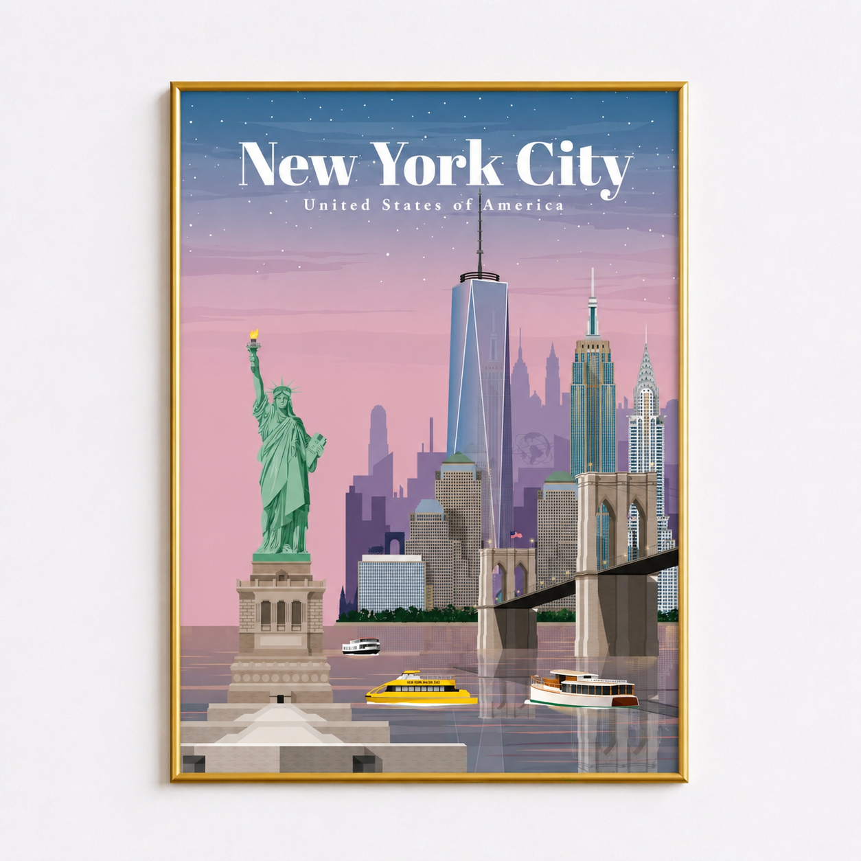 New York City Poster – Vintage Travel Wall Art