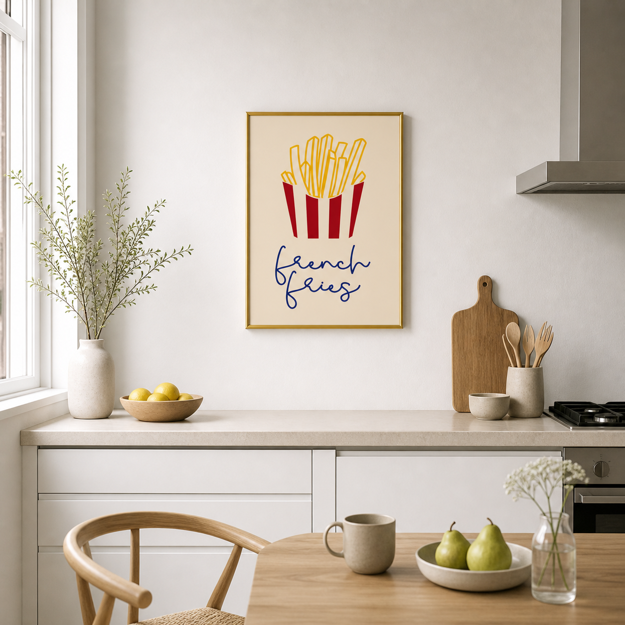 Minimal French Fries Poster – Scandinavian Kitchen Wall Art