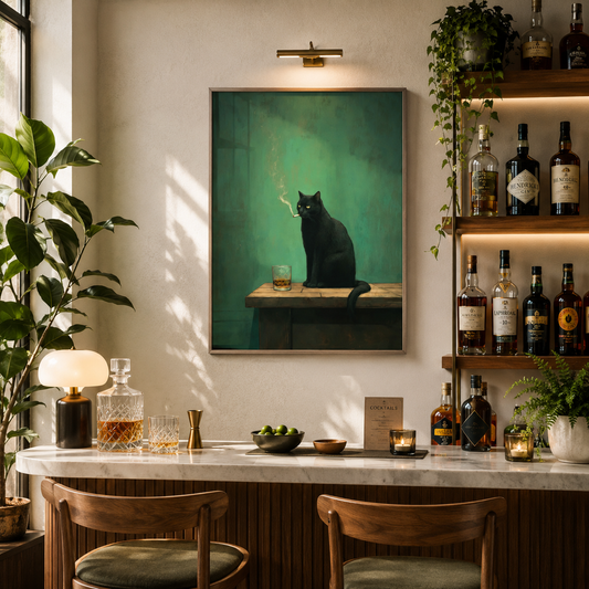 Midnight Pour – Black Cat Wall Art