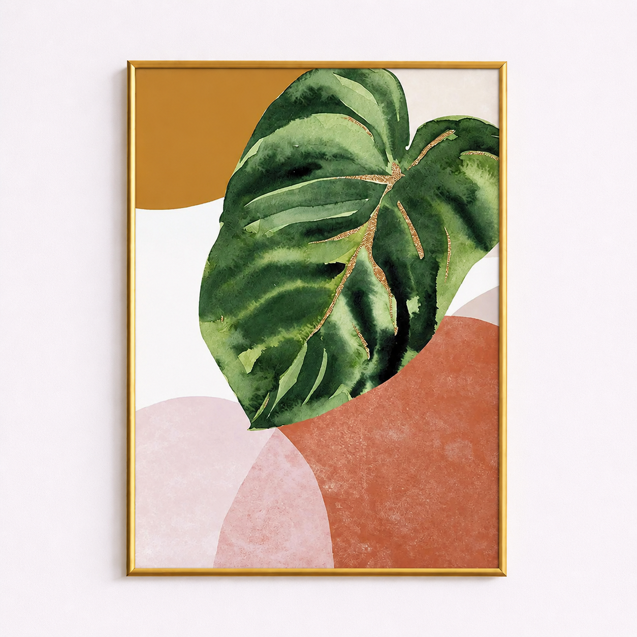 Tropical Monstera Watercolor Poster – Scandinavian Boho Wall Art