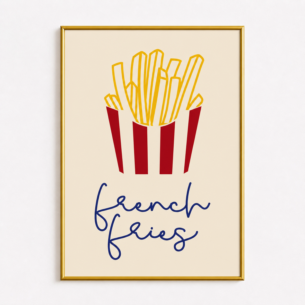 Minimal French Fries Poster – Scandinavian Kitchen Wall Art