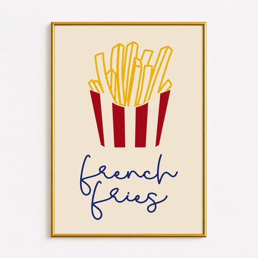 Minimal French Fries Poster – Scandinavian Kitchen Wall Art
