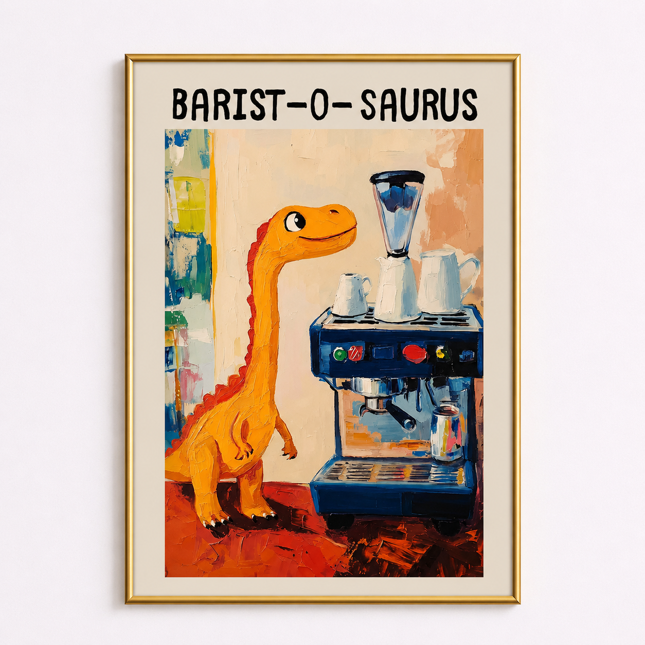 Barist-O-Saurus Dinosaur Coffee Poster – Cute Kitchen Wall Art