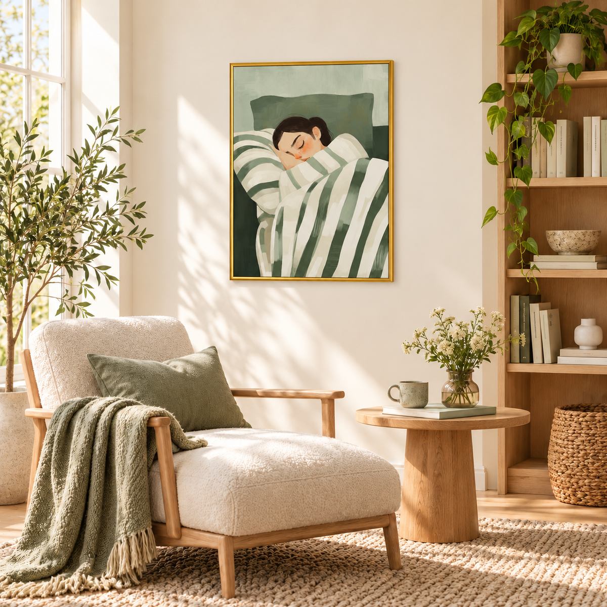 Wrapped in Quiet Cozy Figurative Art Poster