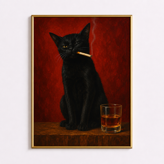 One Last Puff – Black Cat Wall Art