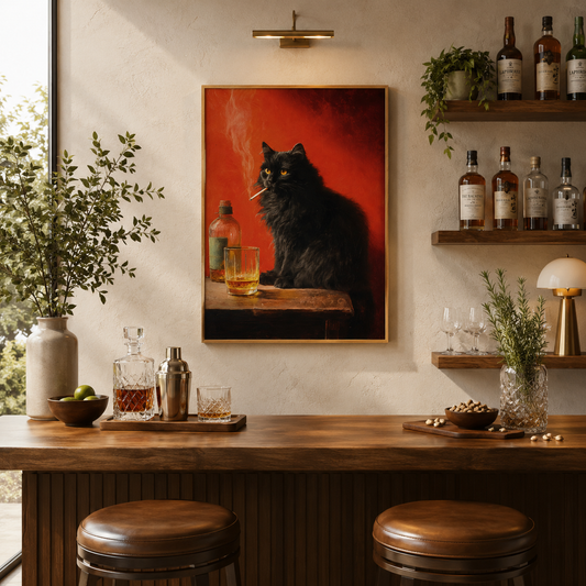 Velvet Ember – Black Cat Wall Art