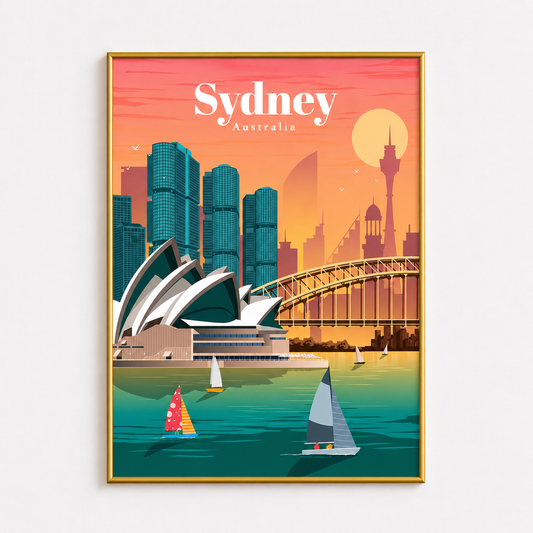Sydney Australia Poster – Vintage Travel Wall Art