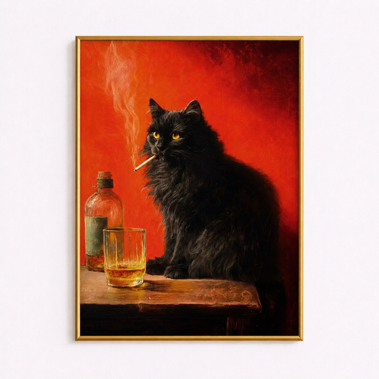 Velvet Ember – Black Cat Wall Art