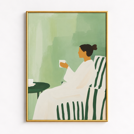 Morning Pause Serene Figurative Art Poster