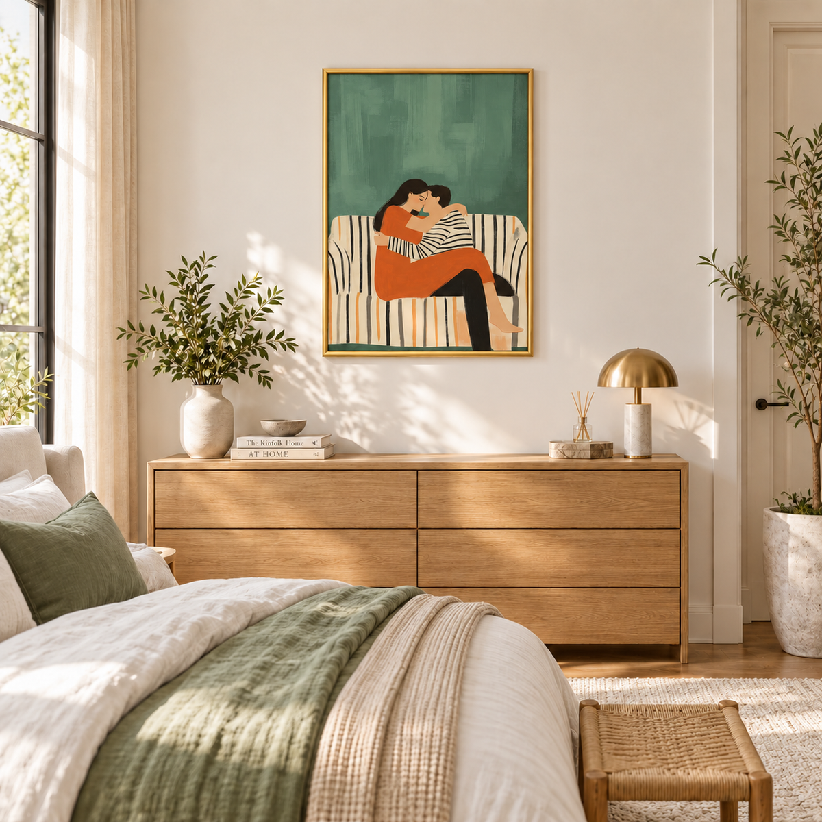 Together in Warmth Romantic Couple Art Poster