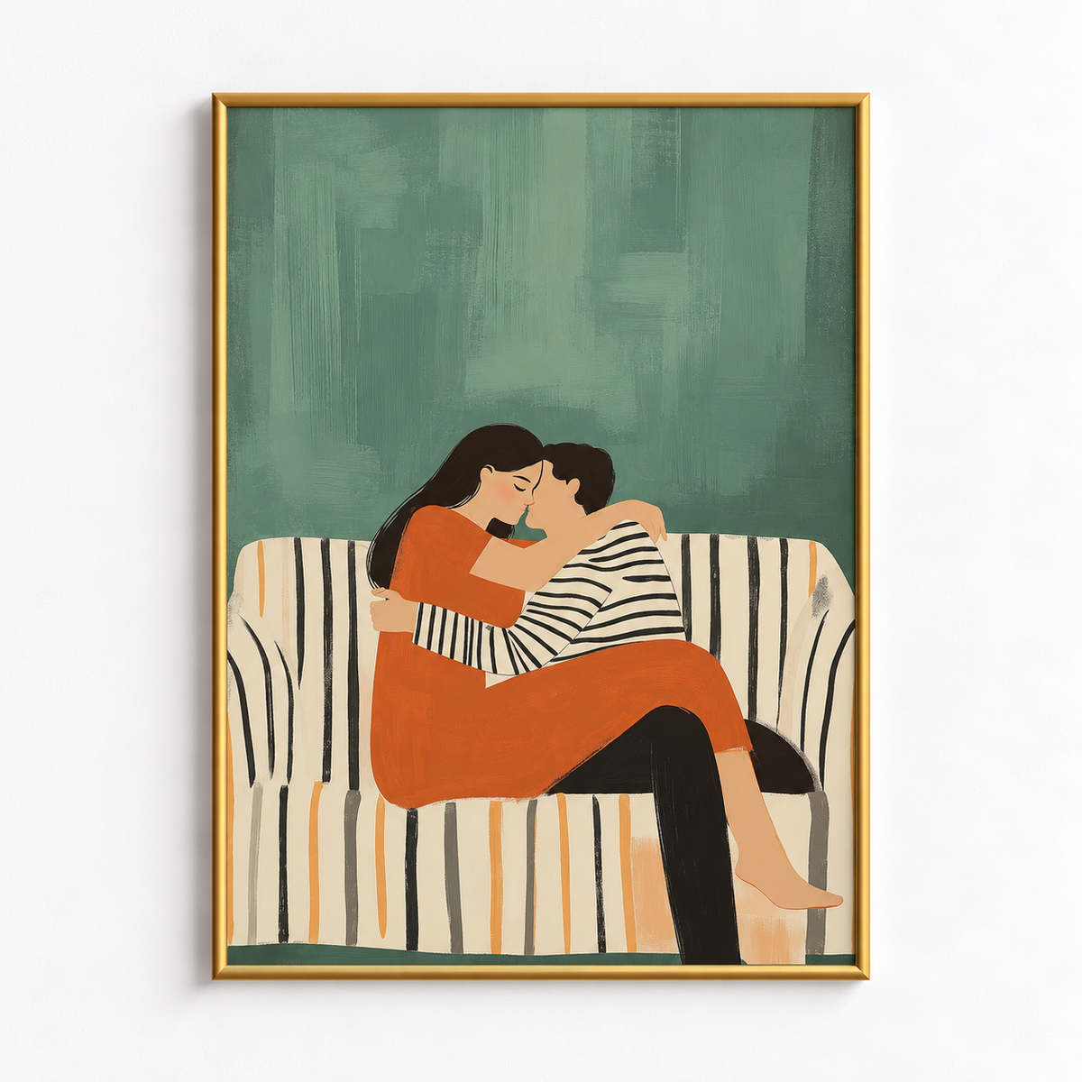 Together in Warmth Romantic Couple Art Poster