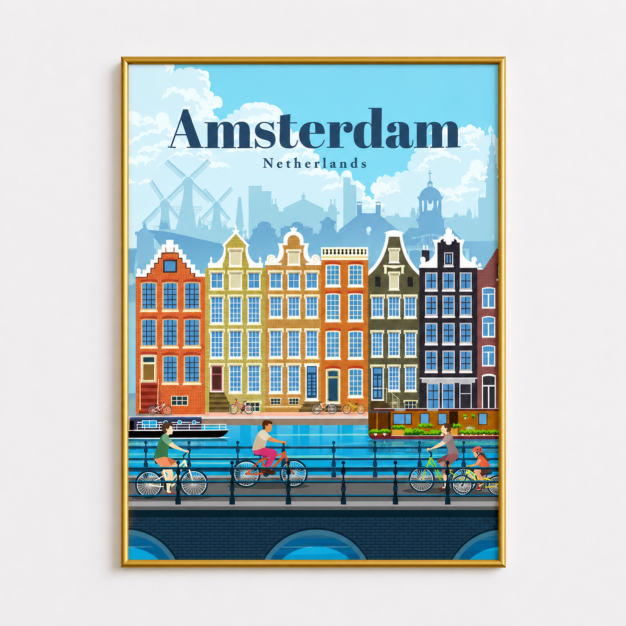 Amsterdam Netherlands Poster – Vintage Travel Wall Art
