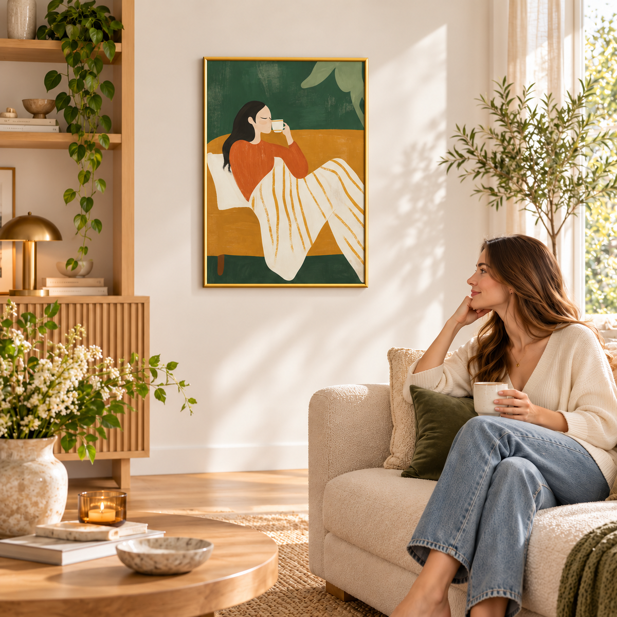 Slow Morning Cozy Coffee Art Poster