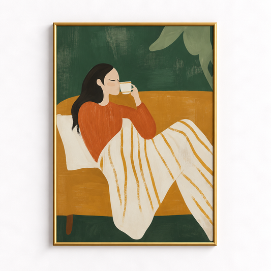 Slow Morning Cozy Coffee Art Poster