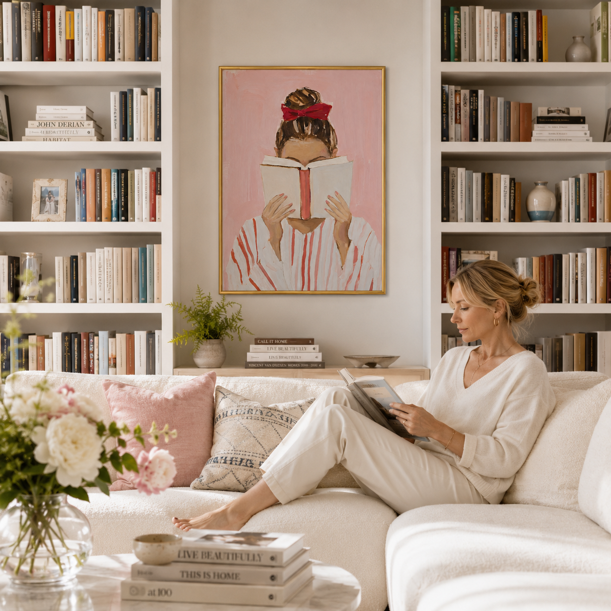 Blush Pages Poster – Feminine Reading Wall Art