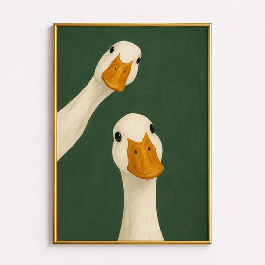 The Curious Pair Poster – Whimsical Duck Wall Art
