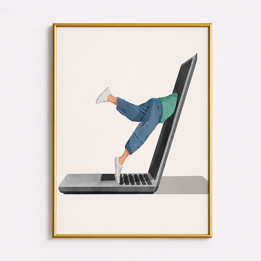 Digital Burnout Poster – Minimalist Modern Lifestyle Wall Art