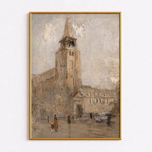 Old Town Cathedral Poster – Vintage European Architecture Wall Art