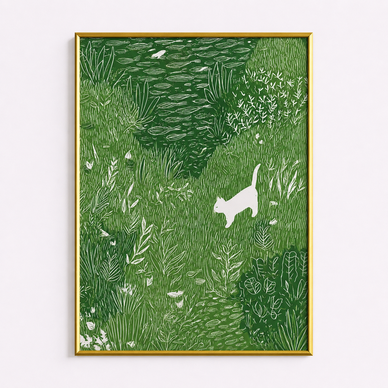 Curious Garden Cat Poster – Botanical Nature Wall Art