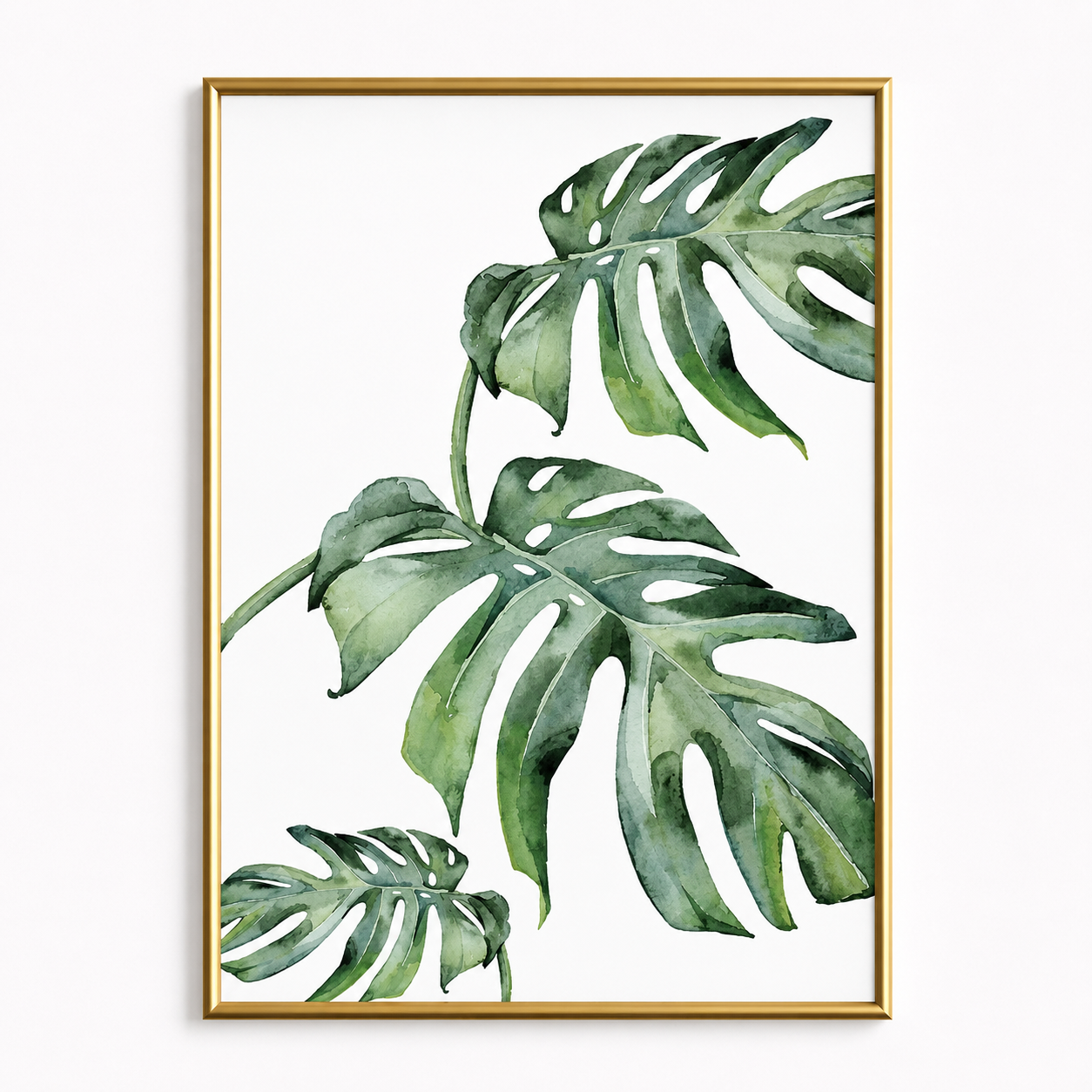 Watercolor Monstera Trio Poster – Tropical Botanical Wall Art