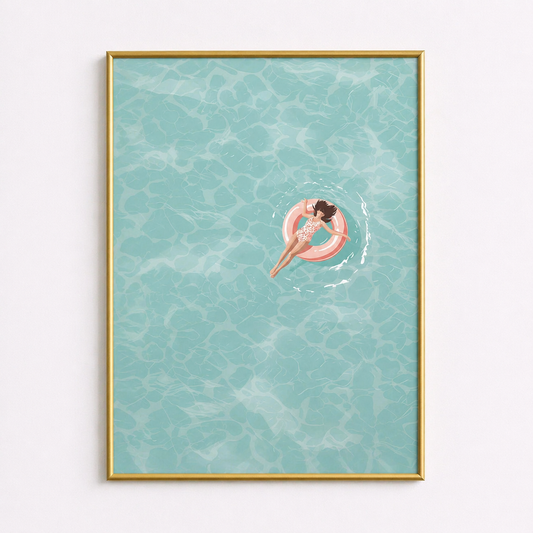 Float Away – Minimal Ocean Aerial Wall Art Poster
