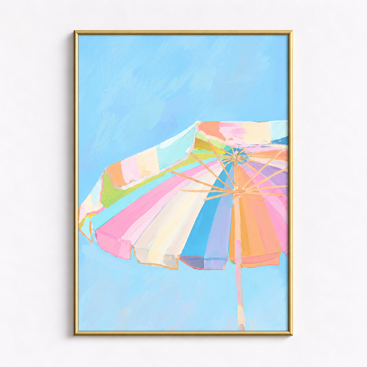 Pastel Summer Shade Colorful Beach Umbrella Art Poster