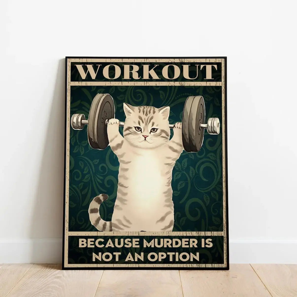 Funny Workout Cat Print, Funny Wall Art, Decor, Wall Art, Funny Cat, Cat Lovers, Gym, Gym Wall Decoration Trendy Wall Art