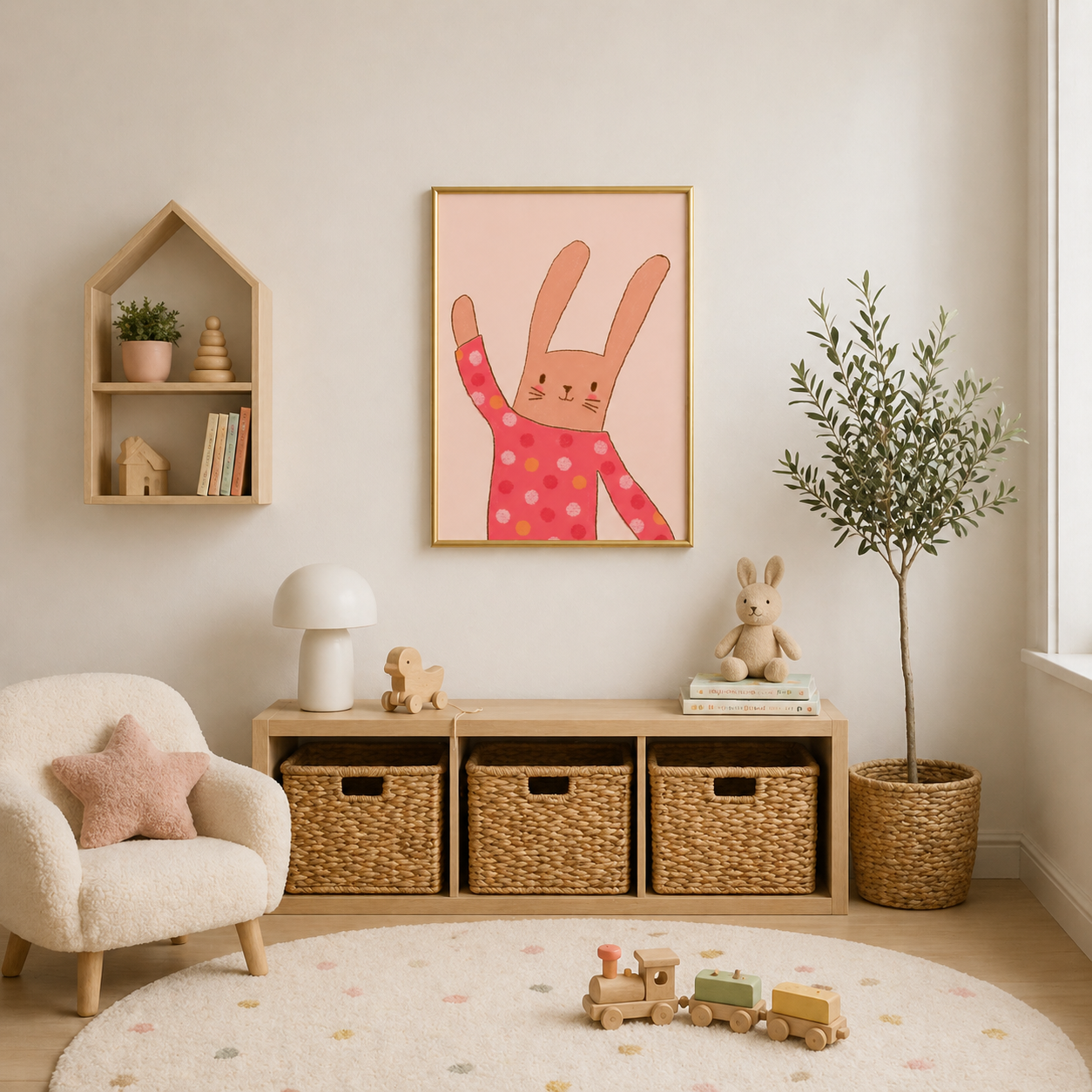 Hello Bunny – Cute Rabbit Kids Wall Art Poster