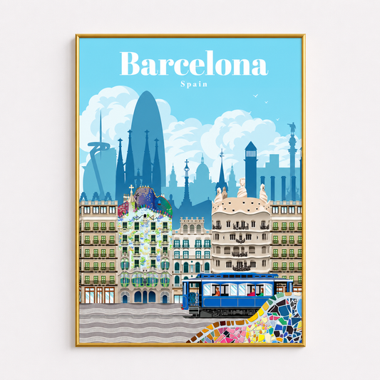 Barcelona Spain Poster – Vintage Travel Wall Art