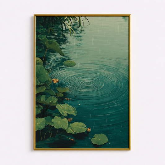 Rain Ripple Pond Poster – Serene Nature Wall Art