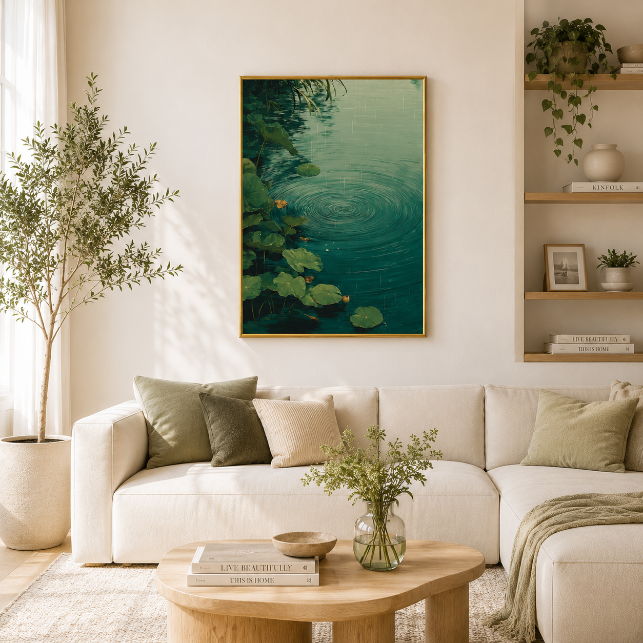Rain Ripple Pond Poster – Serene Nature Wall Art