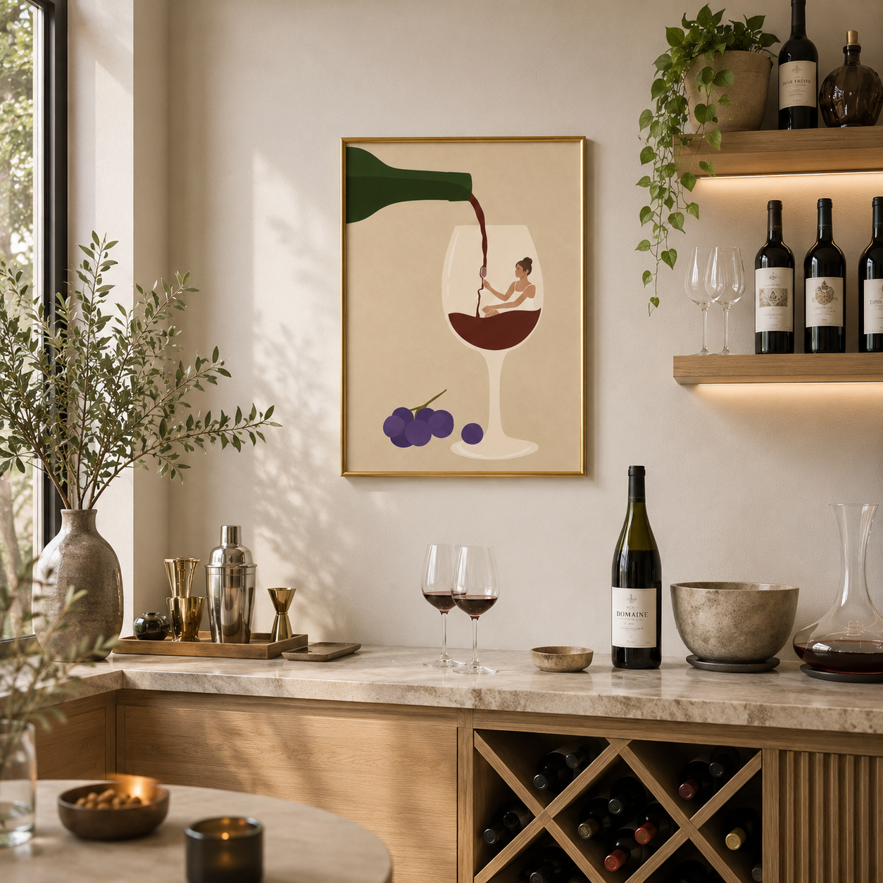 Wine Escape Poster – Modern Minimalist Wine Wall Art