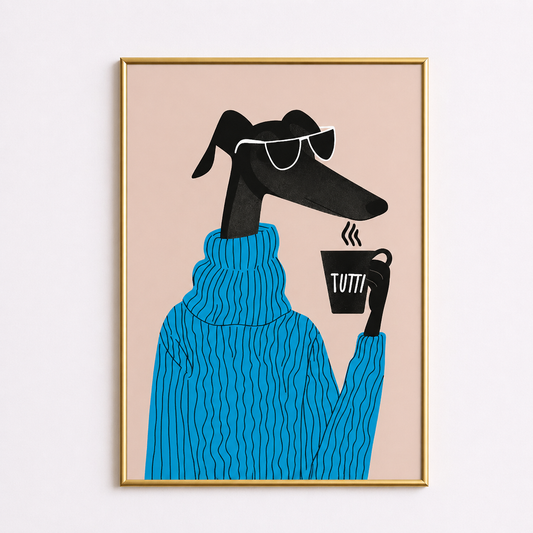 Cool Coffee Dog Poster – Minimalist Modern Wall Art