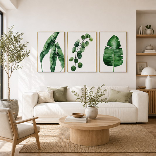 Tropical Banana Leaf Watercolor Poster – Minimal Botanical Wall Art