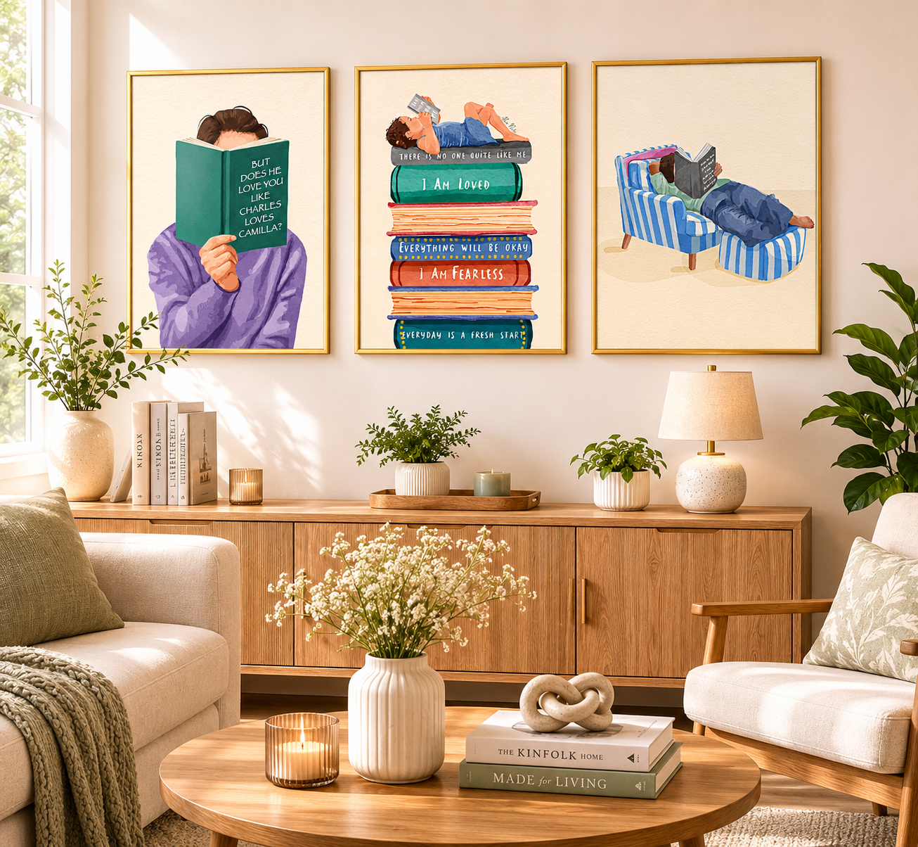Inspirational Book Stack Poster – Positive Affirmation Wall Art