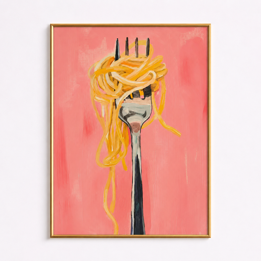 Blush Twirl Poster – Modern Pasta Kitchen Wall Art