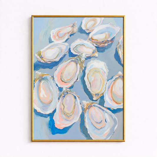 Pearl Tide Pastel Oyster Coastal Art Poster