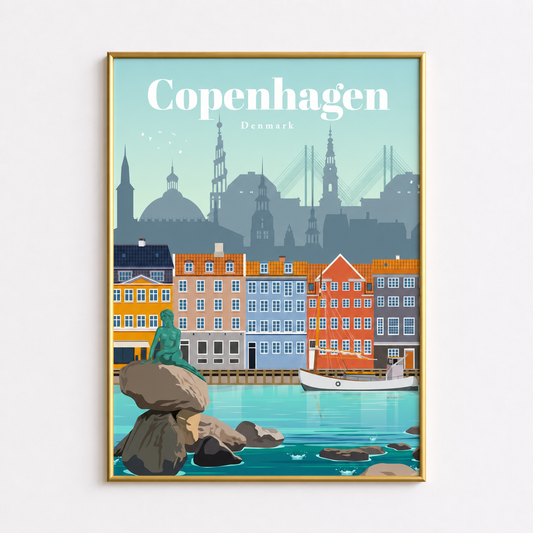 Copenhagen Denmark Poster – Vintage Travel Wall Art