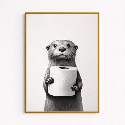 Otter Poster Animal Bathroom Poster Otter Gift Otter Art Bathroom Wall Decor Poster Black and White Bathroom Print Digital Downl