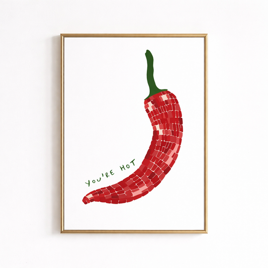 Chic You'Re Hot Red Chili Pepper Wall Art Prints Canvas Painting Poster Picture for Living Bed Kids Room Home Decor