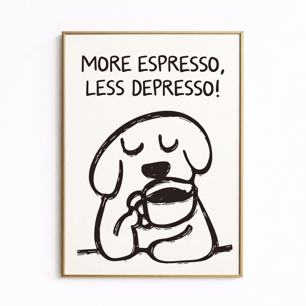 Retro More Espresso Less Depresso Wall Art Prints Canvas Painting Poster Picture for Living Bed Kids Room Home Decor